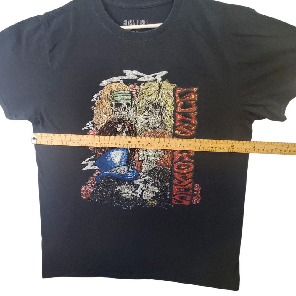 Guns N Roses Band Graphic T-Shirt Large Black Skulls Rock Tee 2017 Authentic - Picture 4 of 6